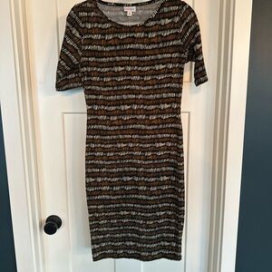 LuLaRoe Black and Brown Patterned Midi Dress